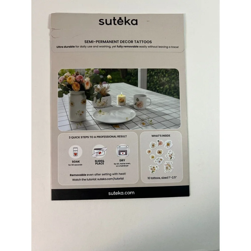 Suteka Home Decor Tattoos Wildflowers Flowers 10 Tattoos Food Safe Easy DIY‎ NIP